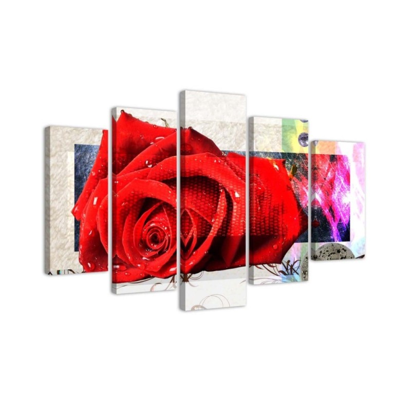 Leinwandbild - Rote Rose Blumen Natur | Feeby