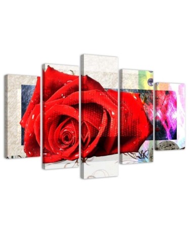 Red rose painting for the wall to the living room, bedroom | FEEBY