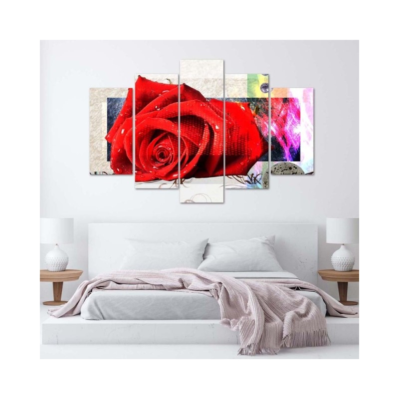 Leinwandbild - Rote Rose Blumen Natur | Feeby