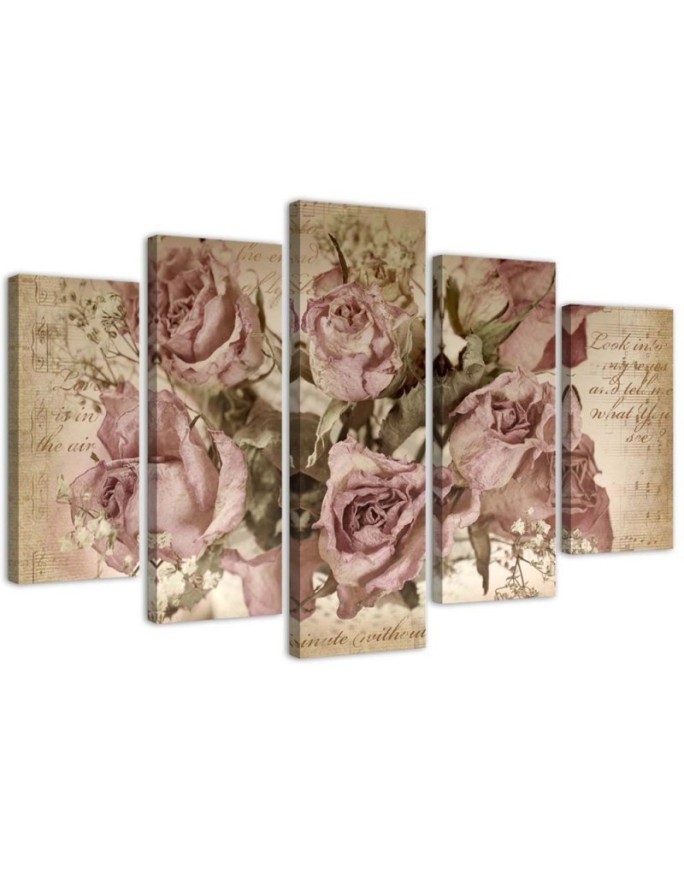 Wandbild für Wohnzimmer - Rosa Rosen Blumen | Feeby