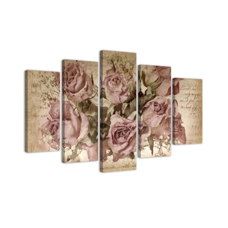 Wandbild für Wohnzimmer - Rosa Rosen Blumen | Feeby