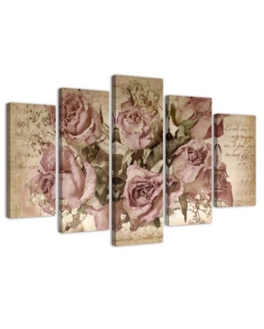 Wandbild für Wohnzimmer - Rosa Rosen Blumen | Feeby