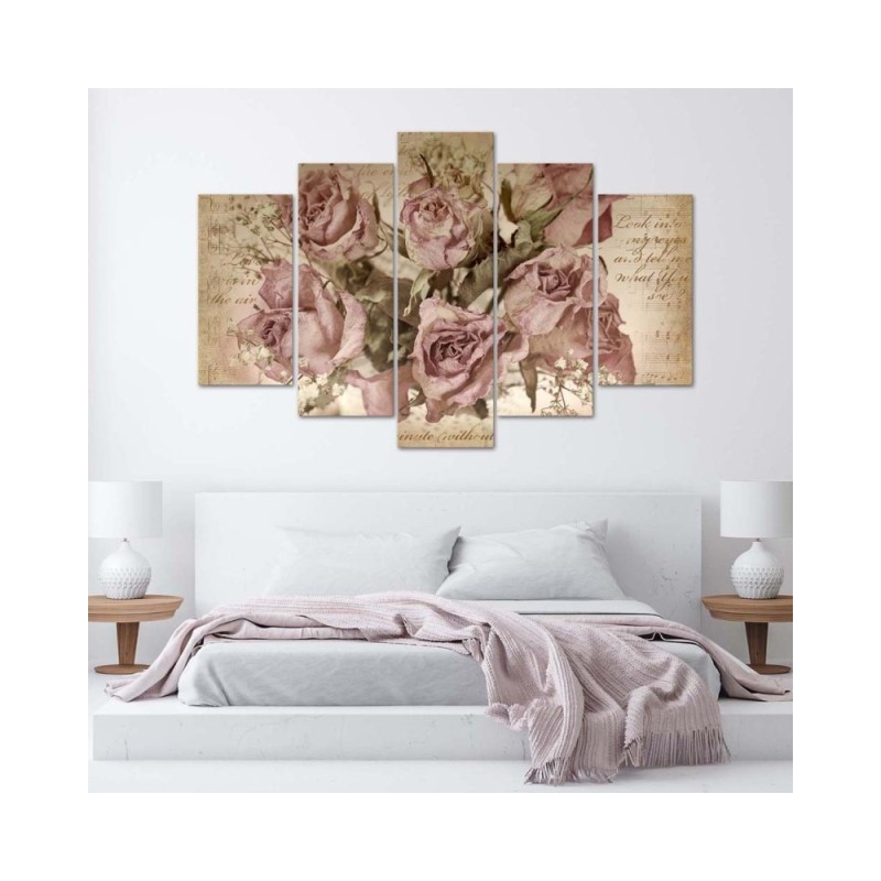 Wandbild für Wohnzimmer - Rosa Rosen Blumen | Feeby