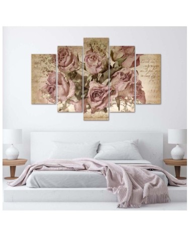 Wandbild für Wohnzimmer - Rosa Rosen Blumen | Feeby