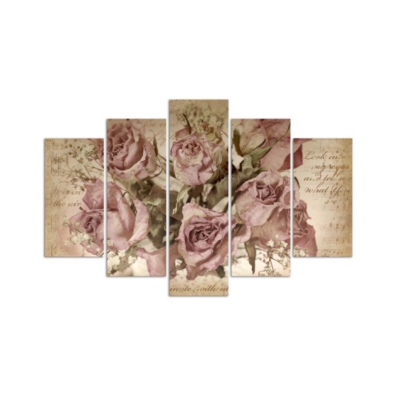 Wandbild für Wohnzimmer - Rosa Rosen Blumen | Feeby