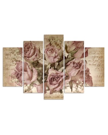 Wandbild für Wohnzimmer - Rosa Rosen Blumen | Feeby