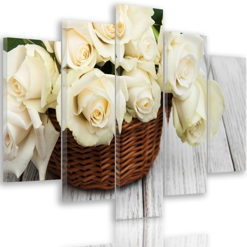 Obraz Róże w koszyku shabby chic na ścianę | FEEBY