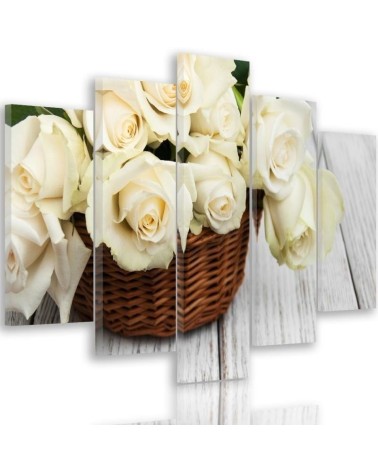 Pictures on Canvas Roses in a basket shabby chic for wall | FEEBY