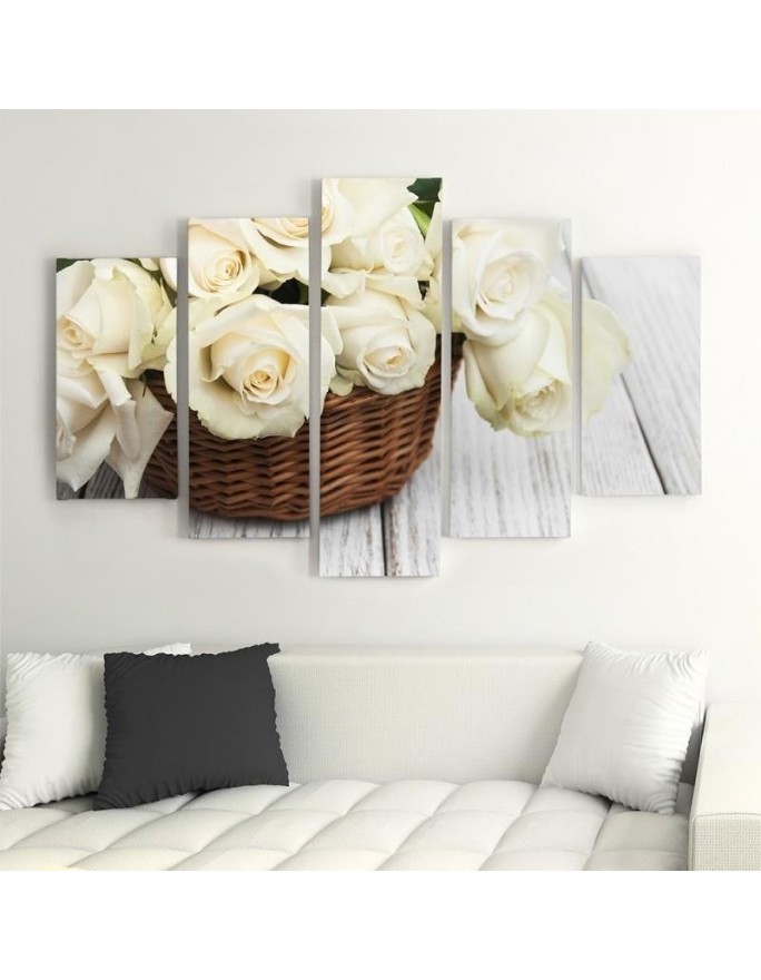 Obraz Róże w koszyku shabby chic na ścianę | FEEBY