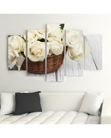 Modernes Wandbild - Weiße Rosen Natur Blumen | Feeby