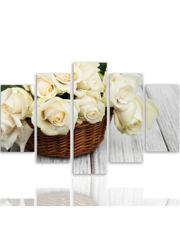 Obraz Róże w koszyku shabby chic na ścianę | FEEBY