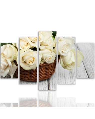 Modernes Wandbild - Weiße Rosen Natur Blumen | Feeby