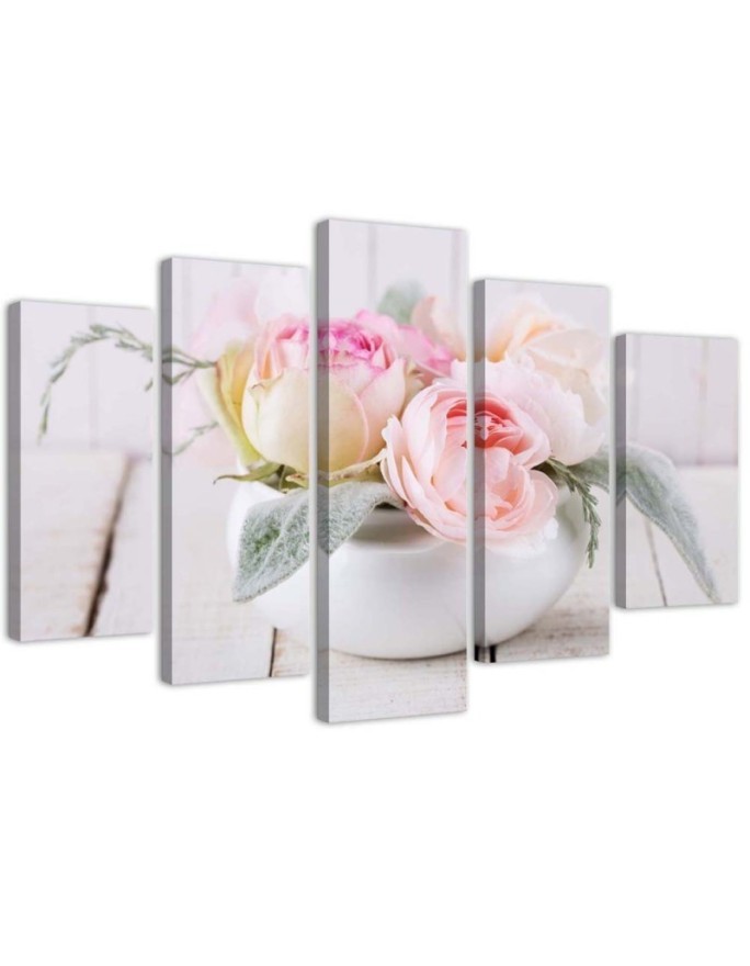 Dekoratives Leinwandbild - Rosen Vase Natur Blumen | Feeby