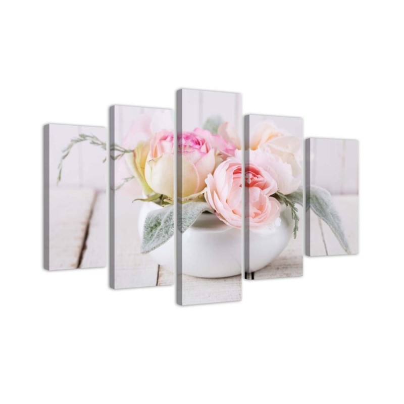 Dekoratives Leinwandbild - Rosen Vase Natur Blumen | Feeby