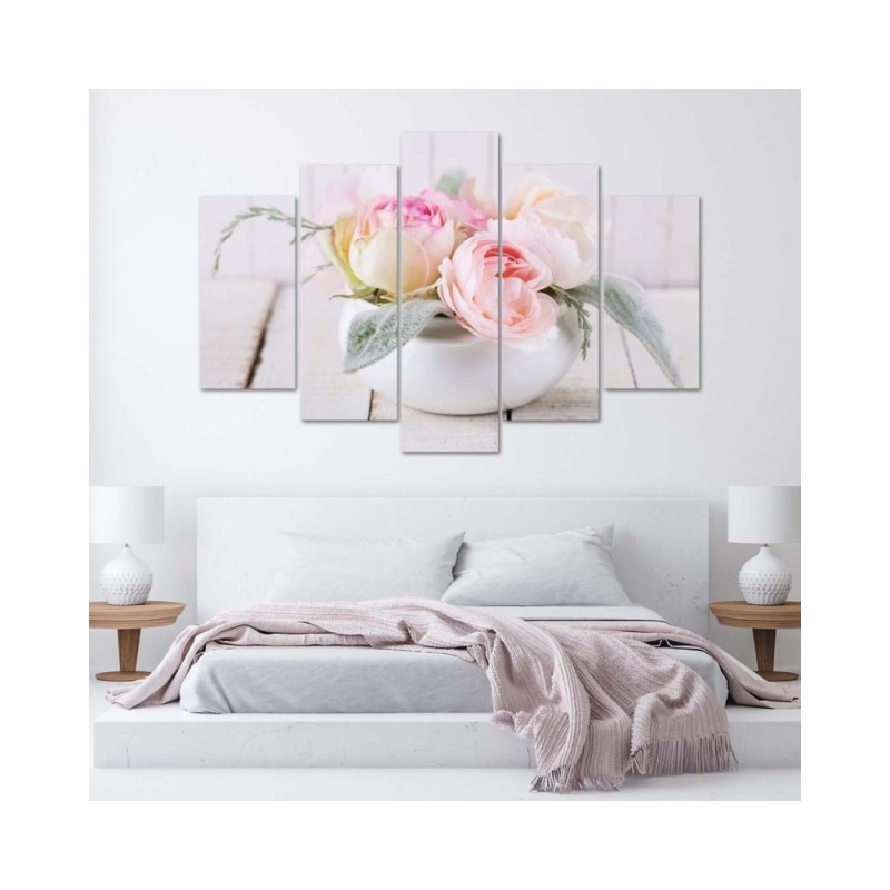 Dekoratives Leinwandbild - Rosen Vase Natur Blumen | Feeby