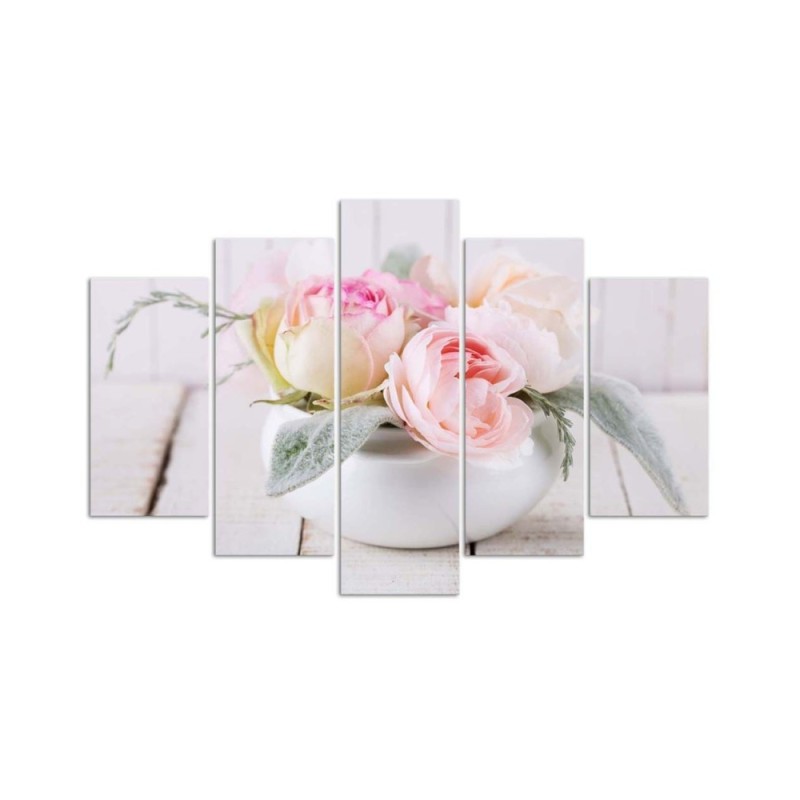 Dekoratives Leinwandbild - Rosen Vase Natur Blumen | Feeby