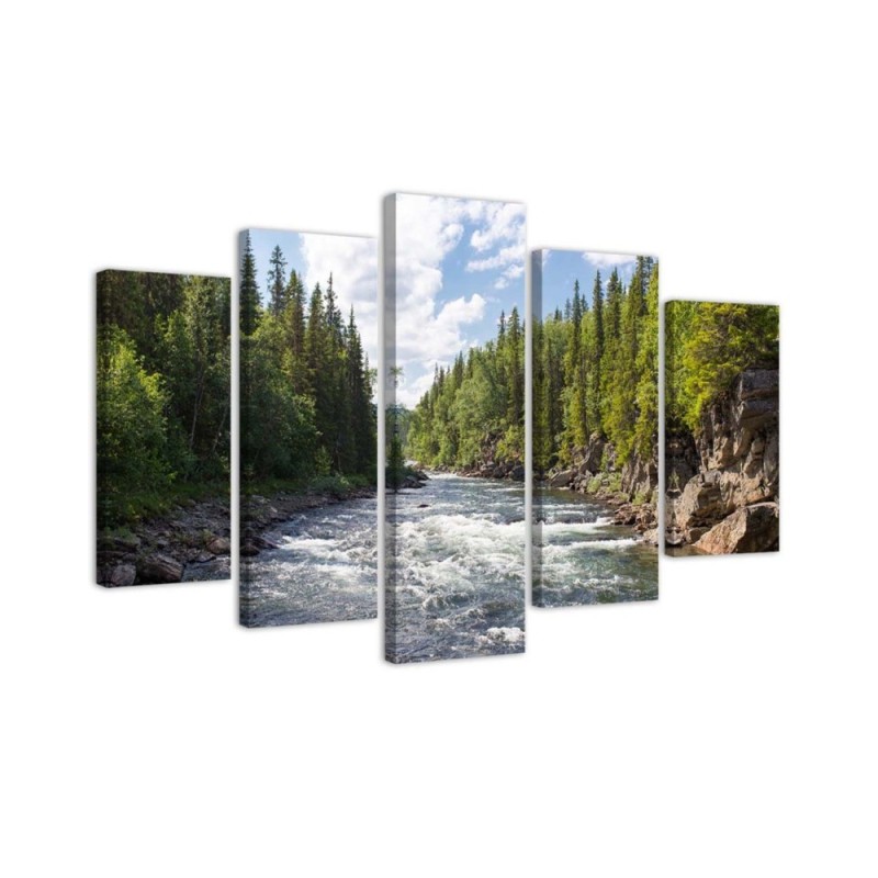 Wall painting River in the forest decorative landscape | FEEBY