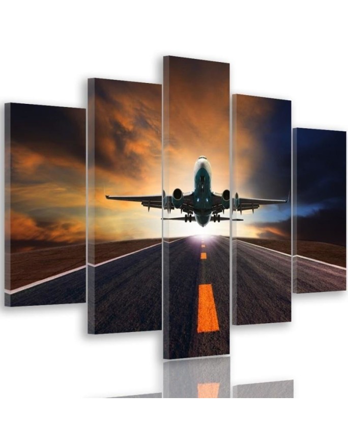 Bild auf Leinwand - Sonnenuntergangsflugzeug | Feeby
