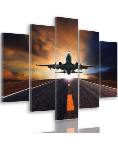 Bild auf Leinwand - Sonnenuntergangsflugzeug | Feeby