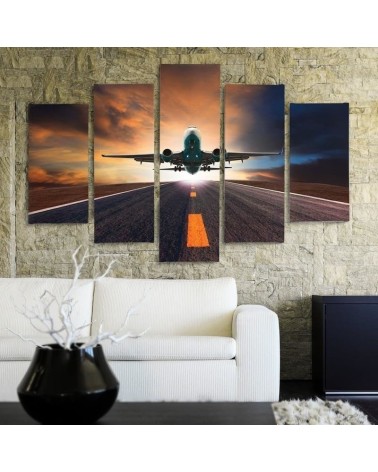 Bild auf Leinwand - Sonnenuntergangsflugzeug | Feeby