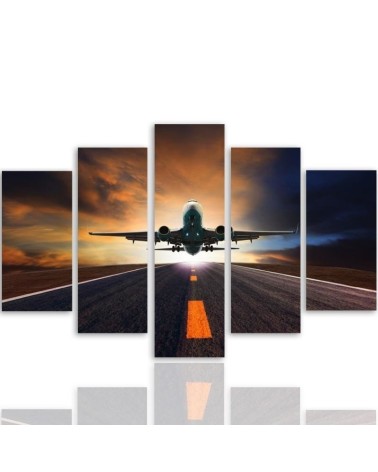 Bild auf Leinwand - Sonnenuntergangsflugzeug | Feeby