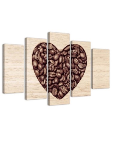Canvas print Love heart with coffee beans for kitchen, dining room | FEEBY