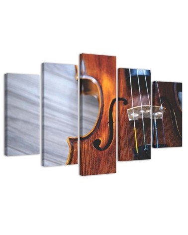 Canvas print 5-part Violin painting for living room, office for wall | FEEBY
