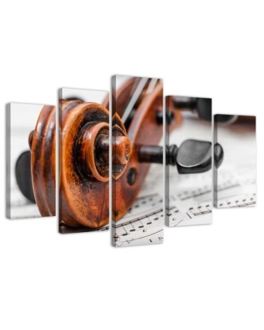 Canvas print 5 piece Violin and notes for living room, office for wall | FEEBY