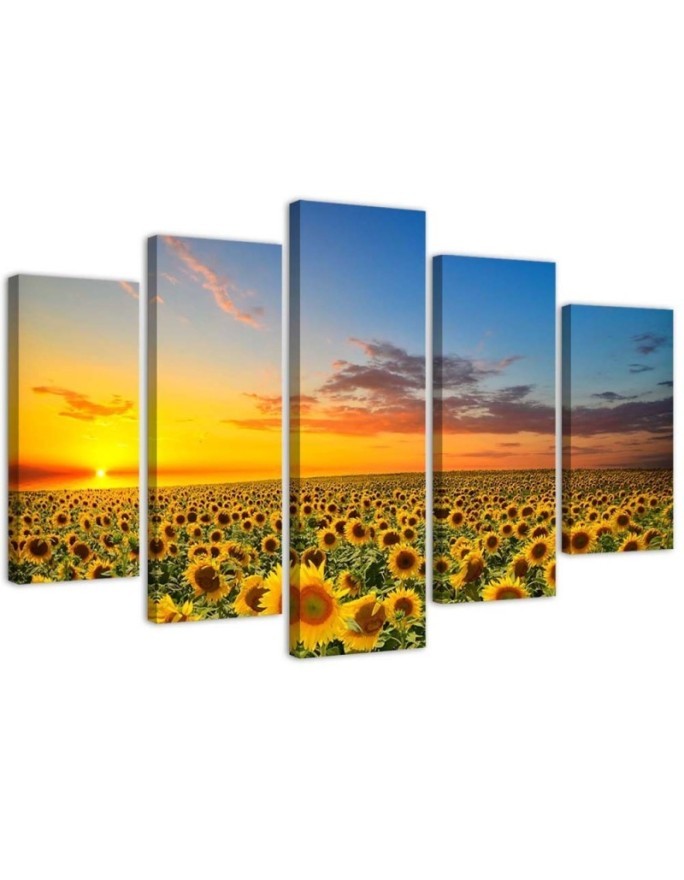 Leinwandbild modern - Sonnenblumen Sonnenuntergang | Feeby