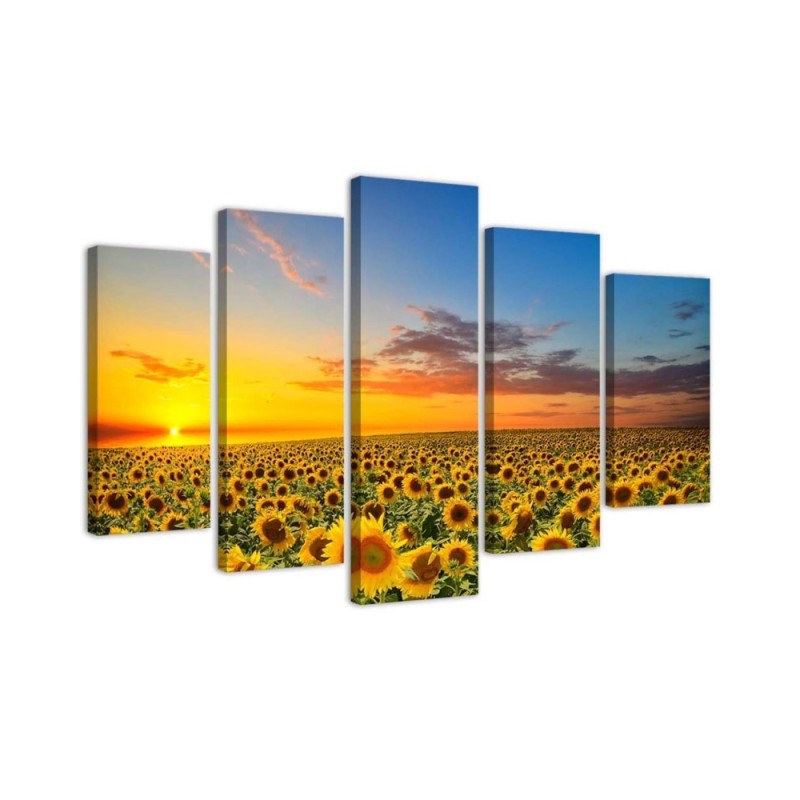 Leinwandbild modern - Sonnenblumen Sonnenuntergang | Feeby