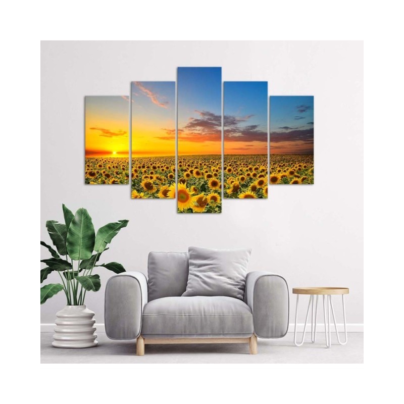 Leinwandbild modern - Sonnenblumen Sonnenuntergang | Feeby