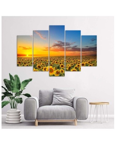 Leinwandbild modern - Sonnenblumen Sonnenuntergang | Feeby