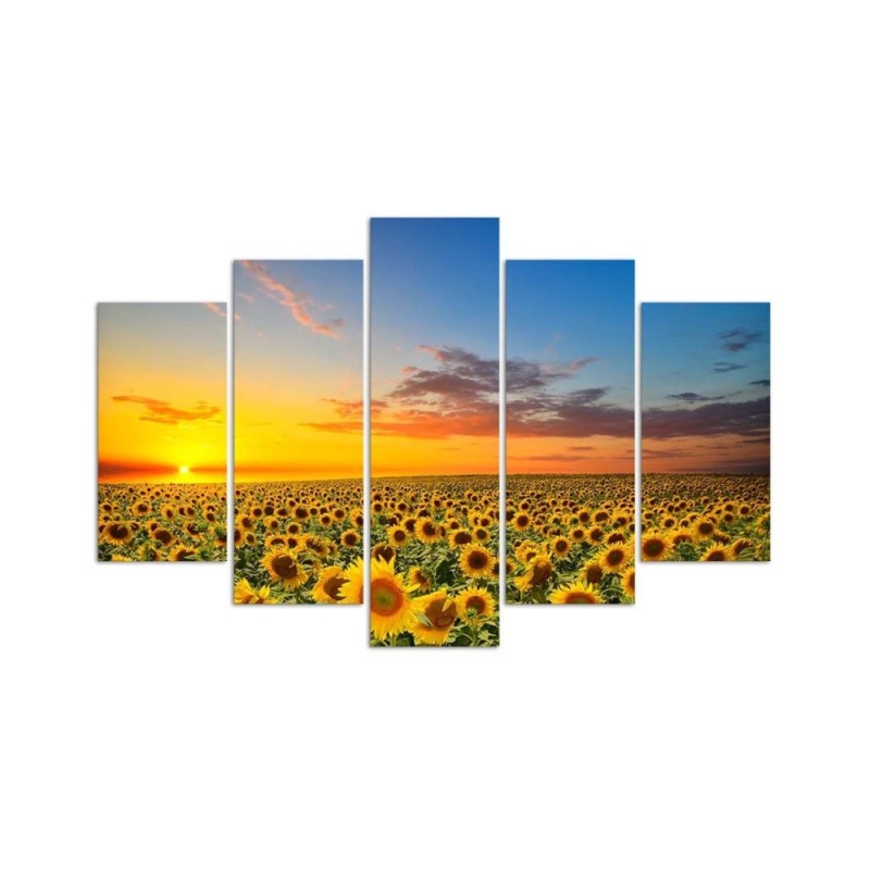 Leinwandbild modern - Sonnenblumen Sonnenuntergang | Feeby