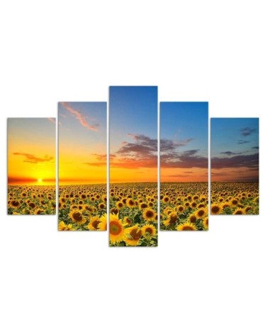 Leinwandbild modern - Sonnenblumen Sonnenuntergang | Feeby