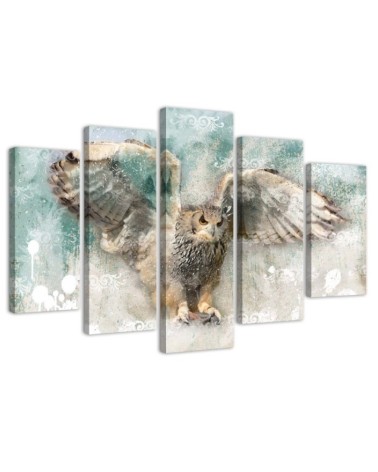 Painting Canvas Owl in flight for living room wall | FEEBY