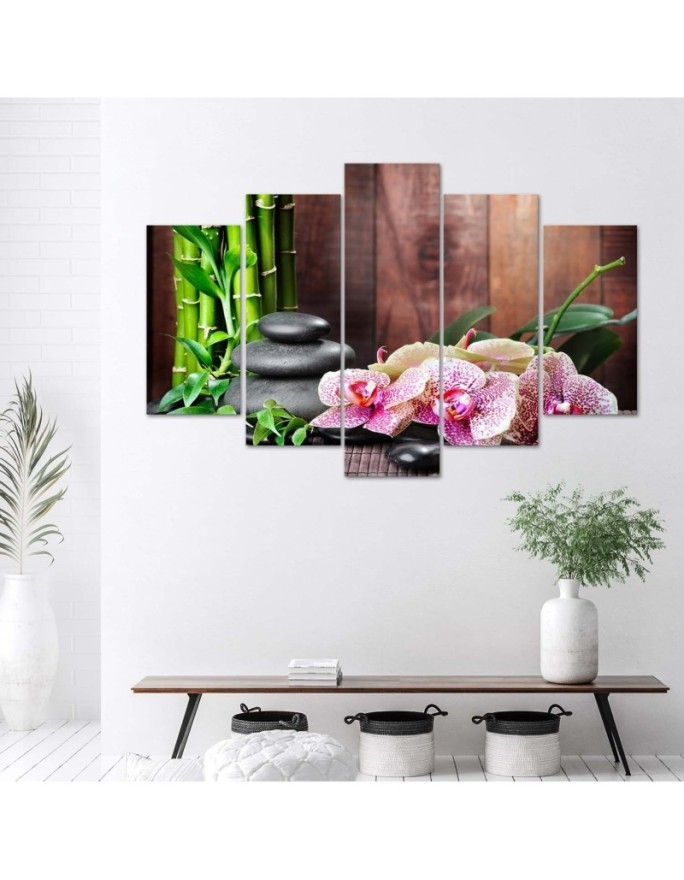 Obraz na ścianę Kompozycja zen z orchideą i bambusem | FEEBY