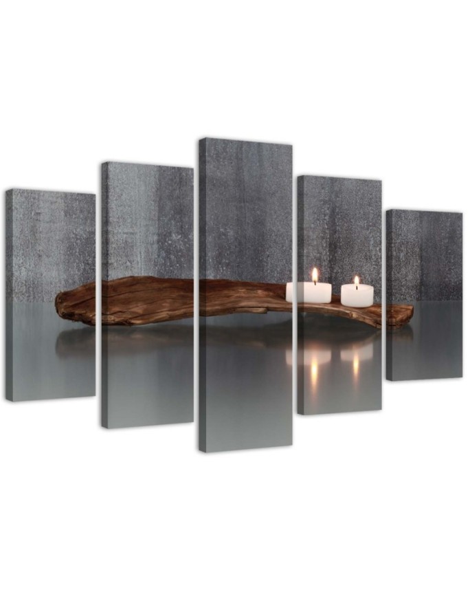 Dekoratives Leinwandbild - Zen Spa Kerze Holz | Feeby