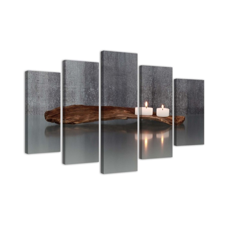 Dekoratives Leinwandbild - Zen Spa Kerze Holz | Feeby