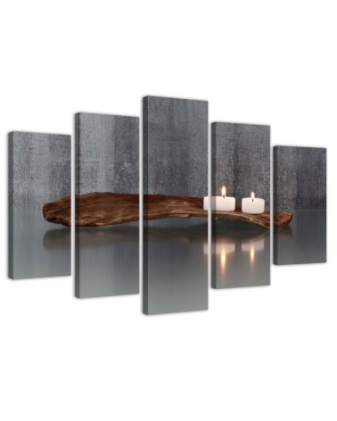 Dekoratives Leinwandbild - Zen Spa Kerze Holz | Feeby
