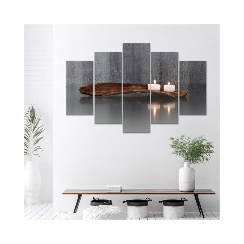 Dekoratives Leinwandbild - Zen Spa Kerze Holz | Feeby