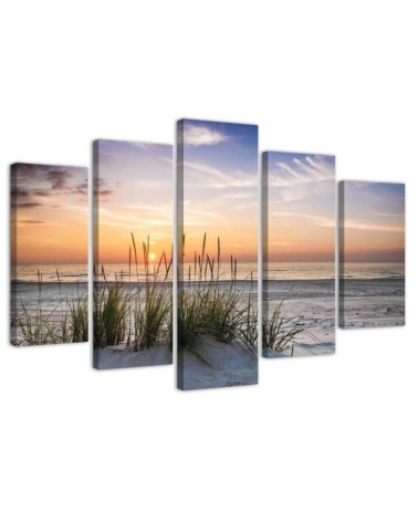 Canvas print Beach sea sunset for living room wall 5 Piece| FEEBY