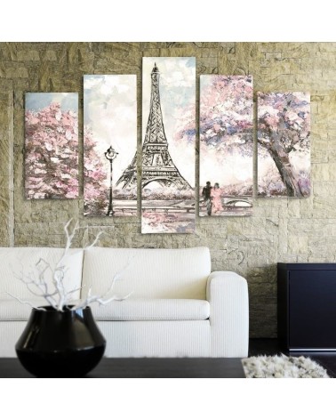 Leinwandbild - Pariser Eiffelturm Pastellfarben | Feeby