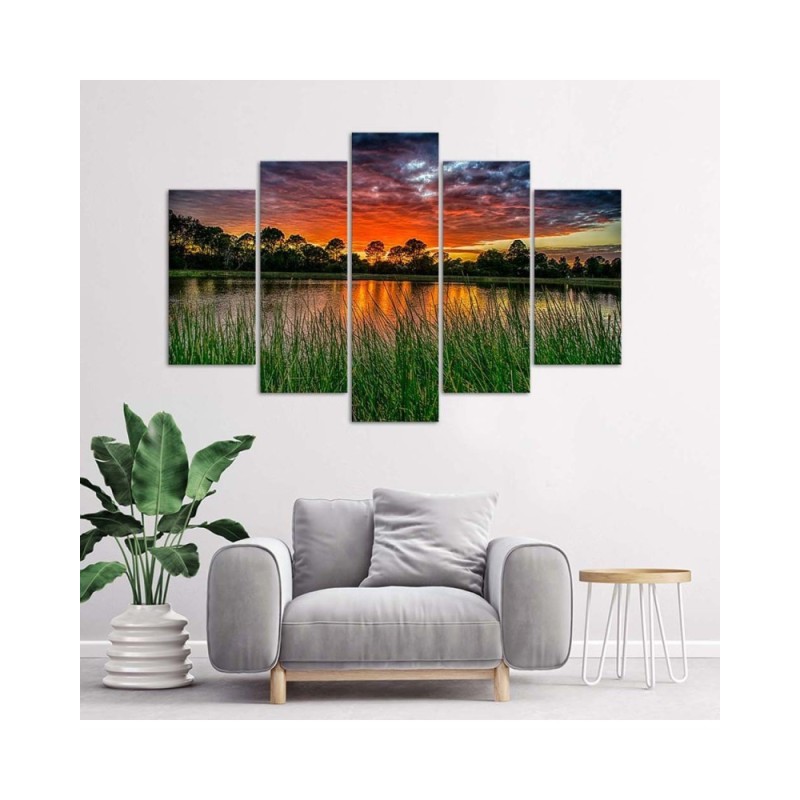 Leinwanddruck - Sonnenuntergang See | Feeby