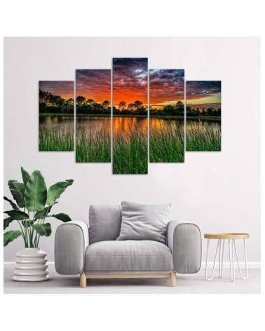 Leinwanddruck - Sonnenuntergang See | Feeby