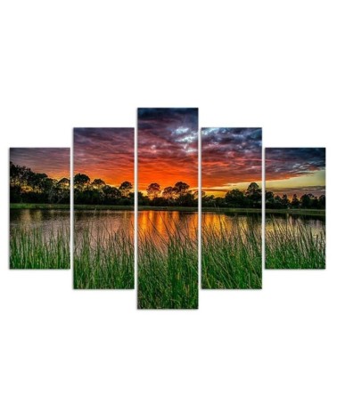 Leinwanddruck - Sonnenuntergang See | Feeby