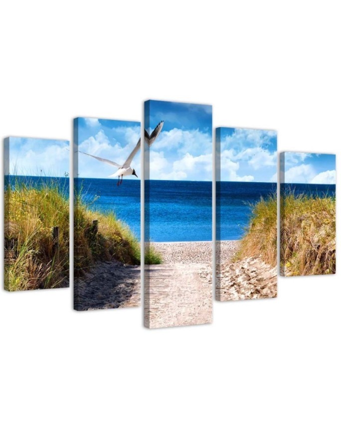 Bild auf Leinwand - Landschaft Meer Strand Gras | Feeby