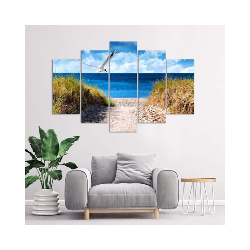 Bild auf Leinwand - Landschaft Meer Strand Gras | Feeby