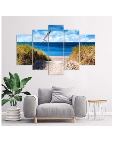 Bild auf Leinwand - Landschaft Meer Strand Gras | Feeby
