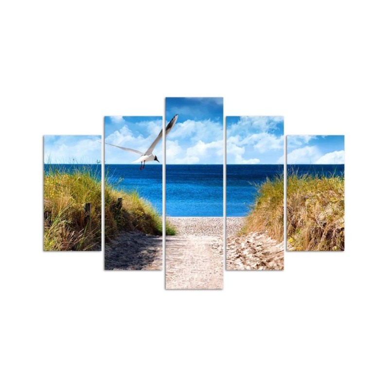 Bild auf Leinwand - Landschaft Meer Strand Gras | Feeby