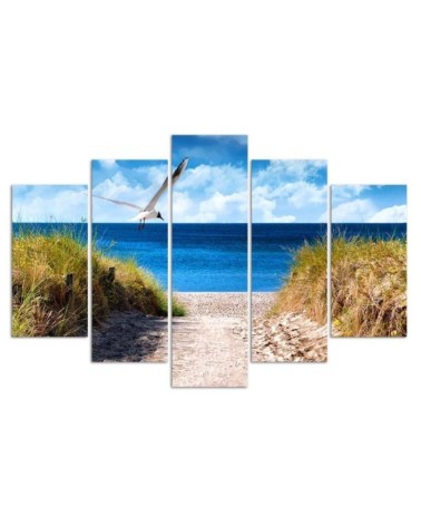 Bild auf Leinwand - Landschaft Meer Strand Gras | Feeby